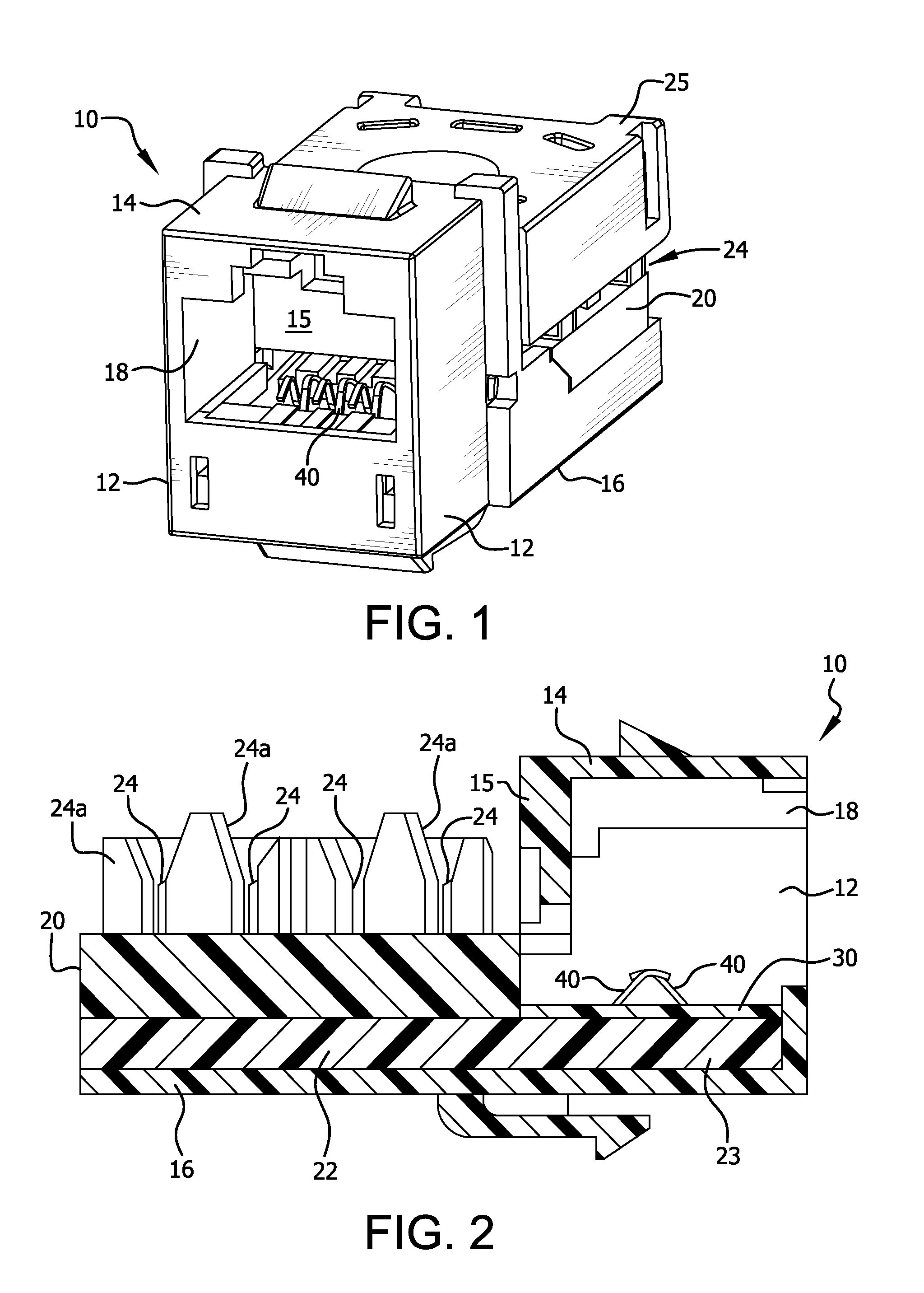 Electrical connector with low-stress, reduced-electrical-length contacts