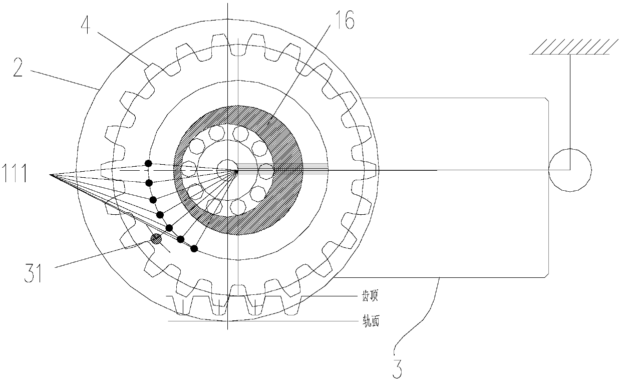 Gear rail wheel height adjusting mechanism and gear rail wheel driving device