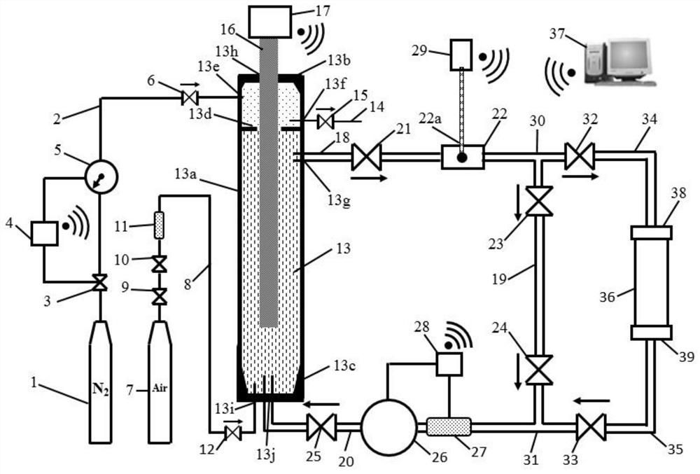 Application method of water injection well whole shaft tubular column dissolved oxygen corrosion simulation device