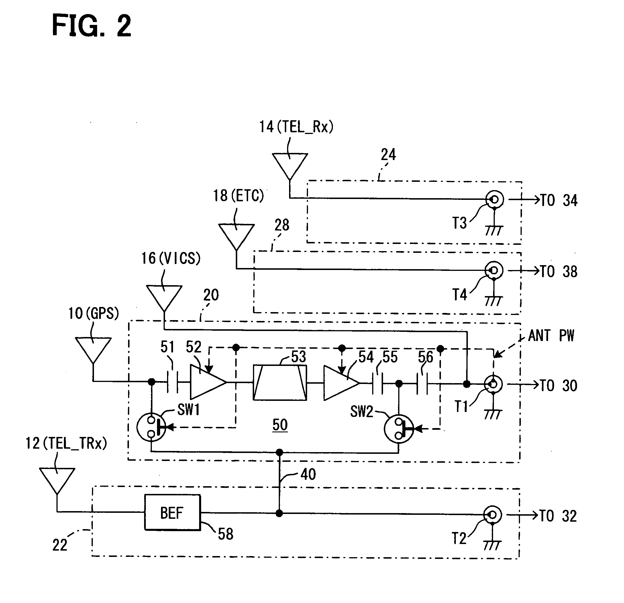 Antenna device for use in vehicle