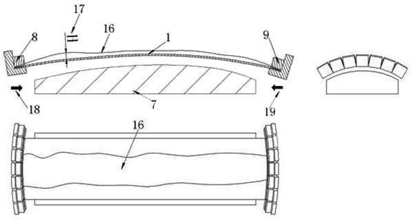 A large aircraft skin blank structure and skin stretching forming method