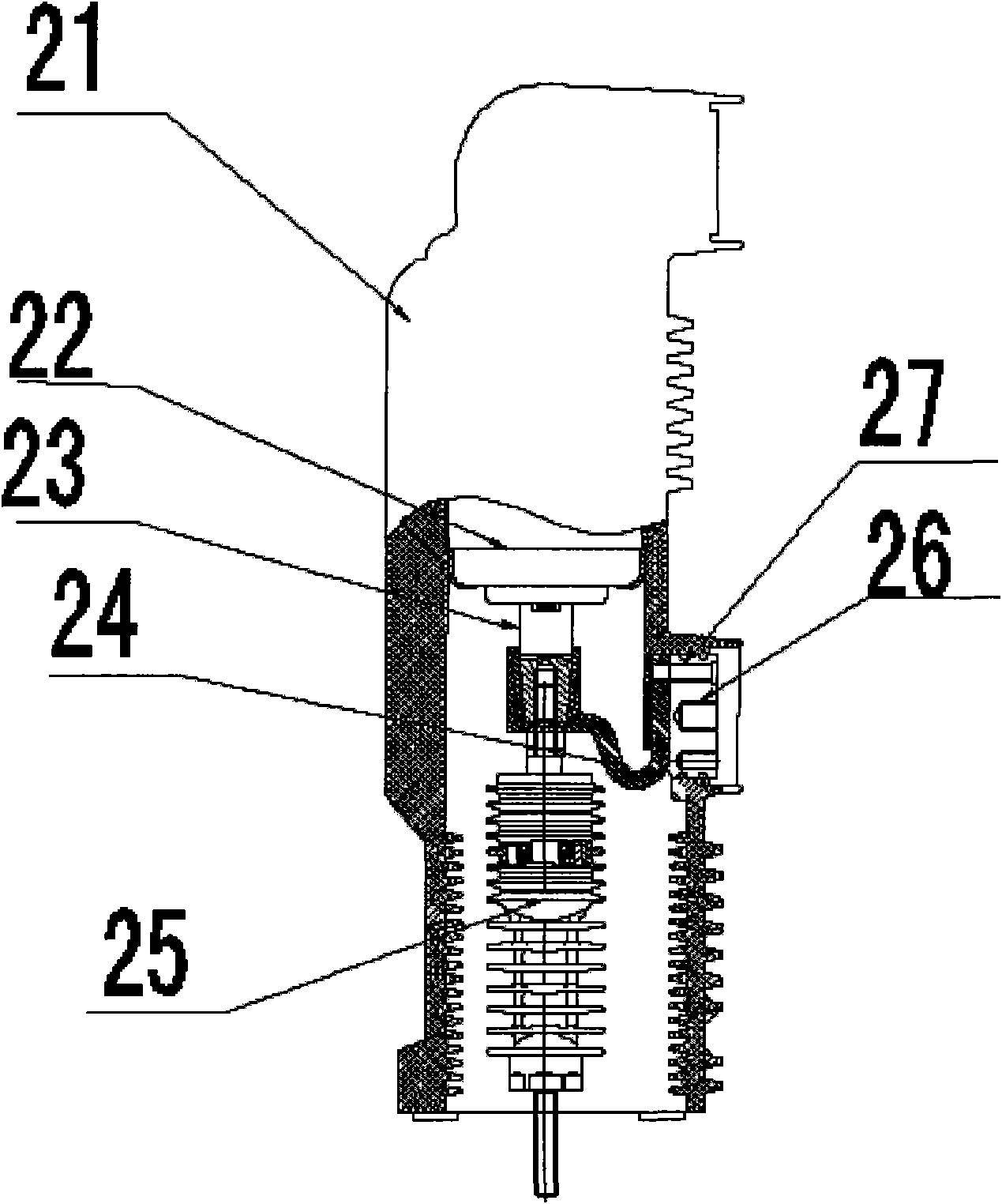 Fixedly-sealed polar column with anomalous soft connection