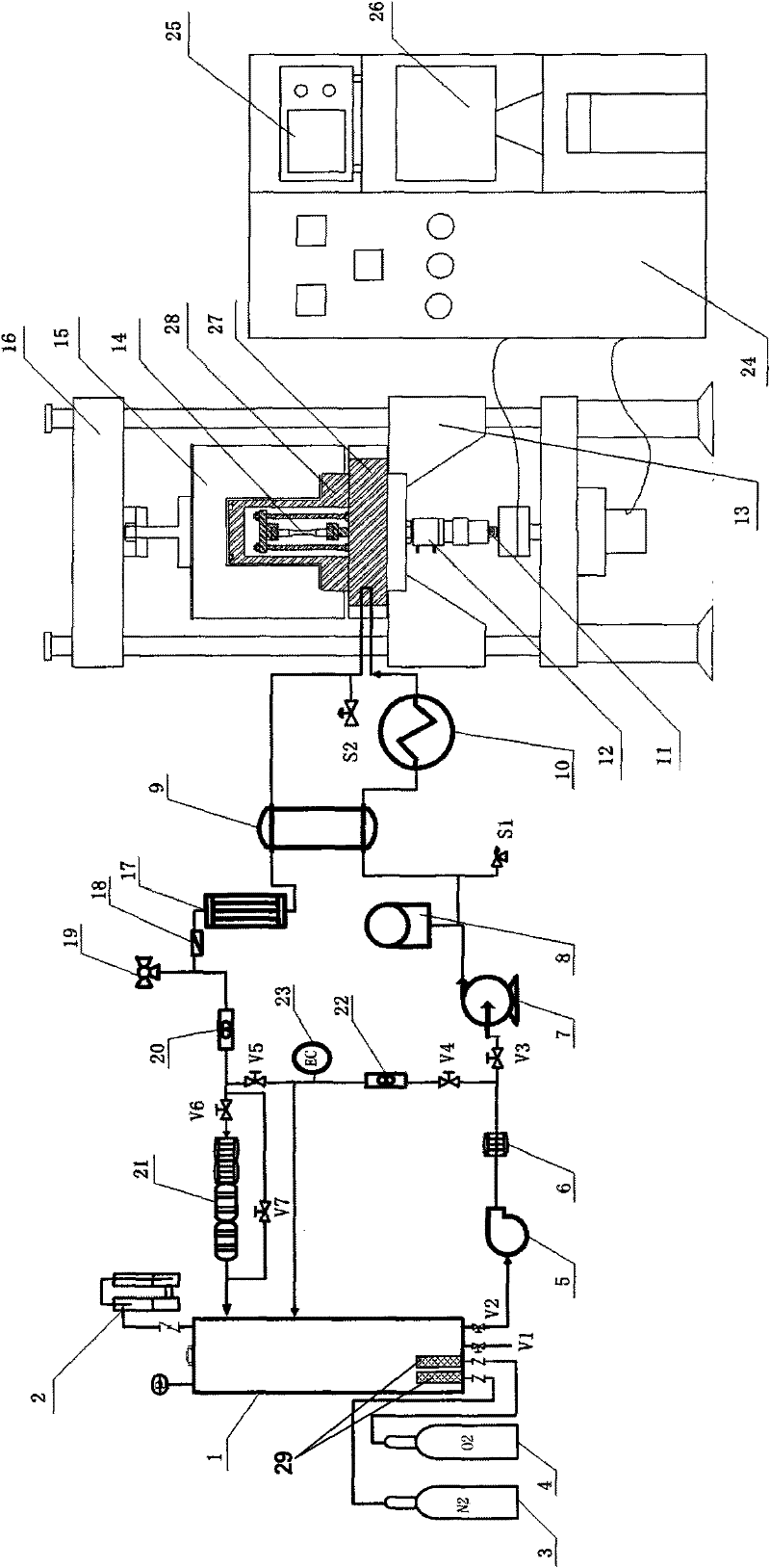 Corrosion fatigue test apparatus with high temperature and high pressure circulating water
