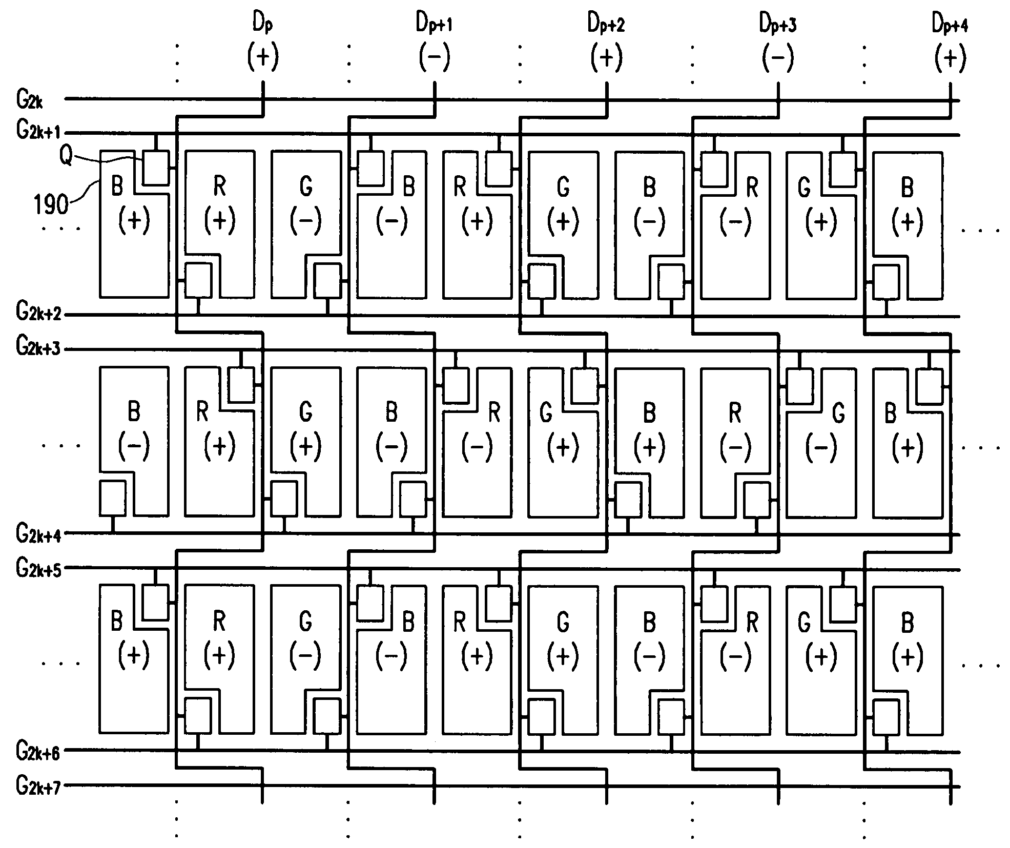 Thin film transistor array panel and display device having particular data lines and pixel arrangement