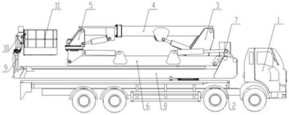 Operation bucket bidirectional leveling mechanism and cantilever crane type bridge detection vehicle