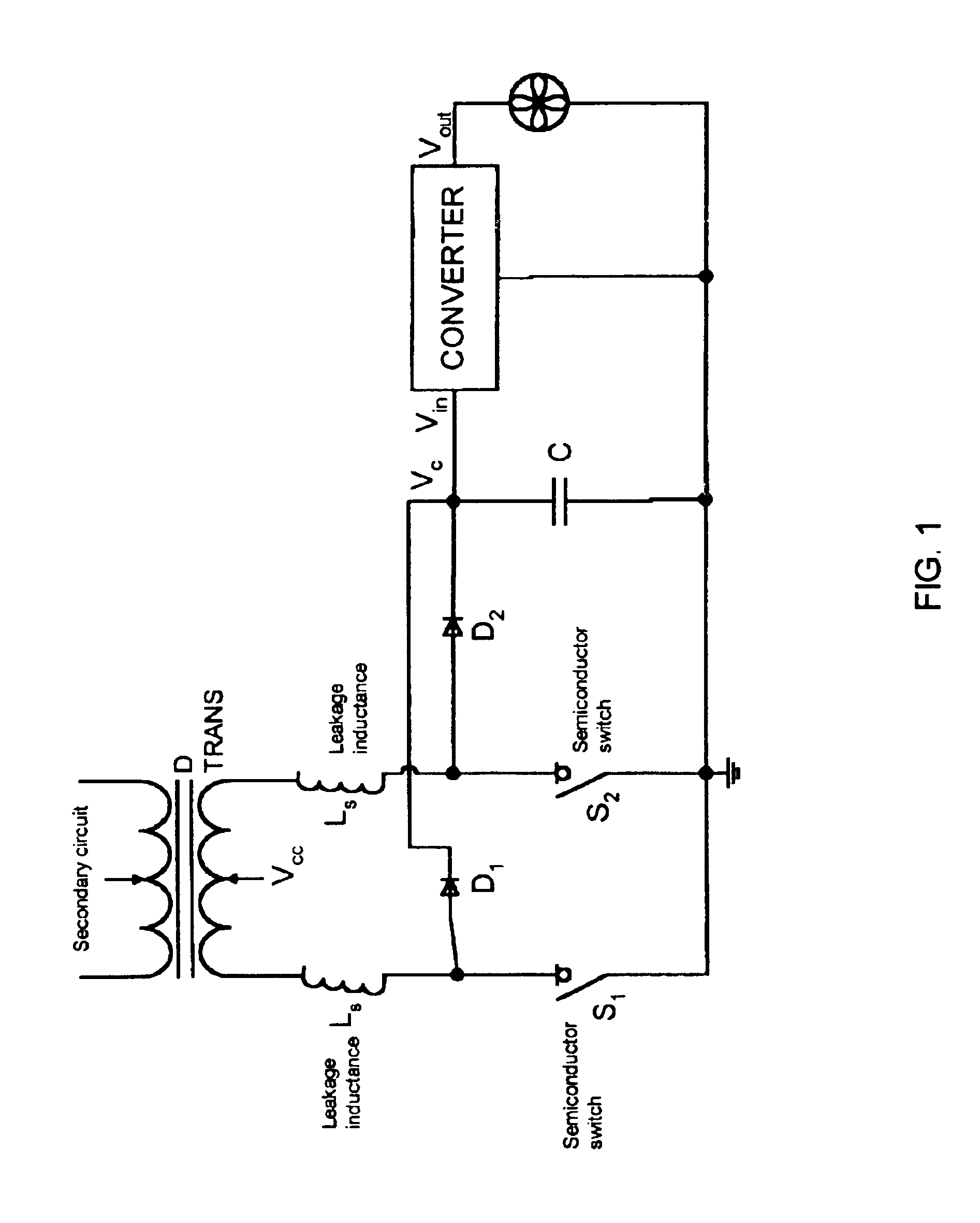 Self-regulated cooling system for switching power supplies using parasitic effects of switching