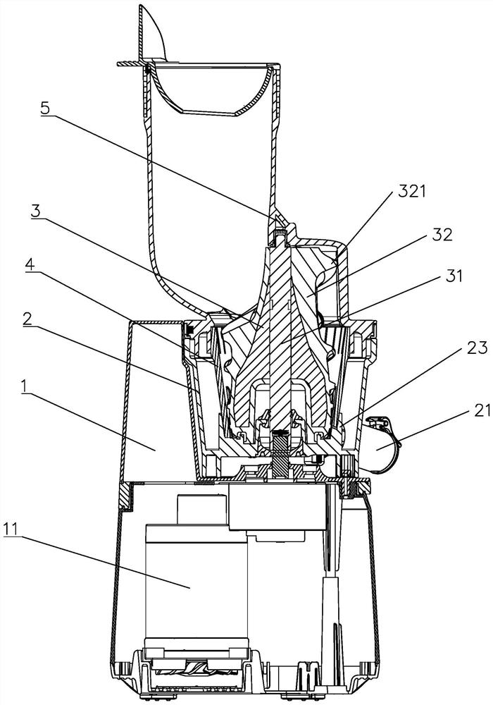 A vertical screw squeeze juice extractor with fast juice output