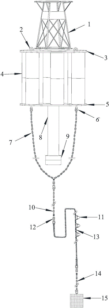 Wave piercing type buoy structure and buoy system