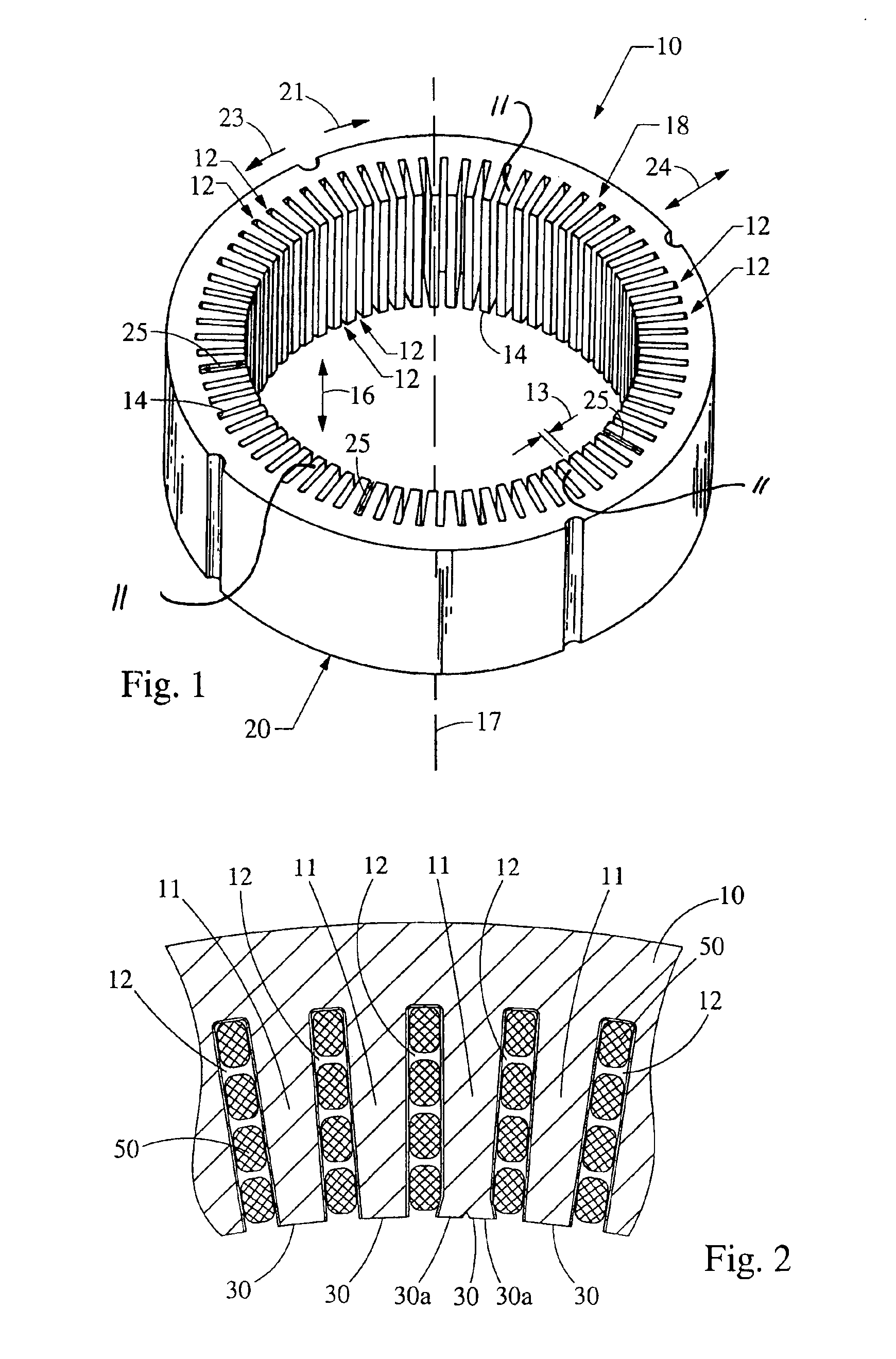 Stator of a rotary electric machine having stacked core teeth