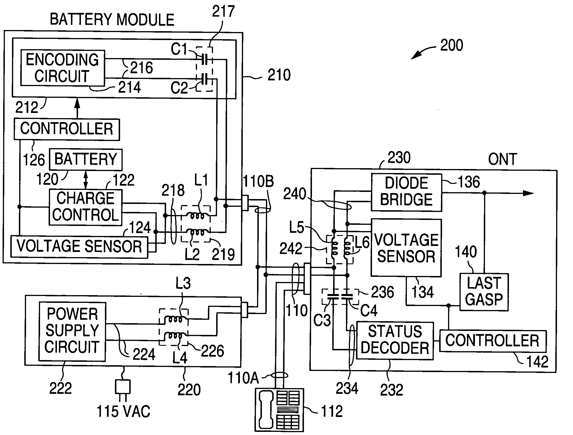 System and method of delivering operating power and power source status signals over a single pair of wires