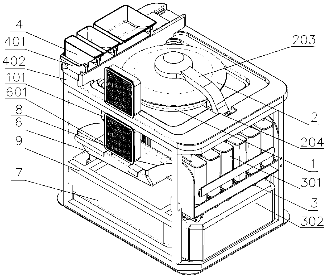 Cooking system and method using food material cleaning box