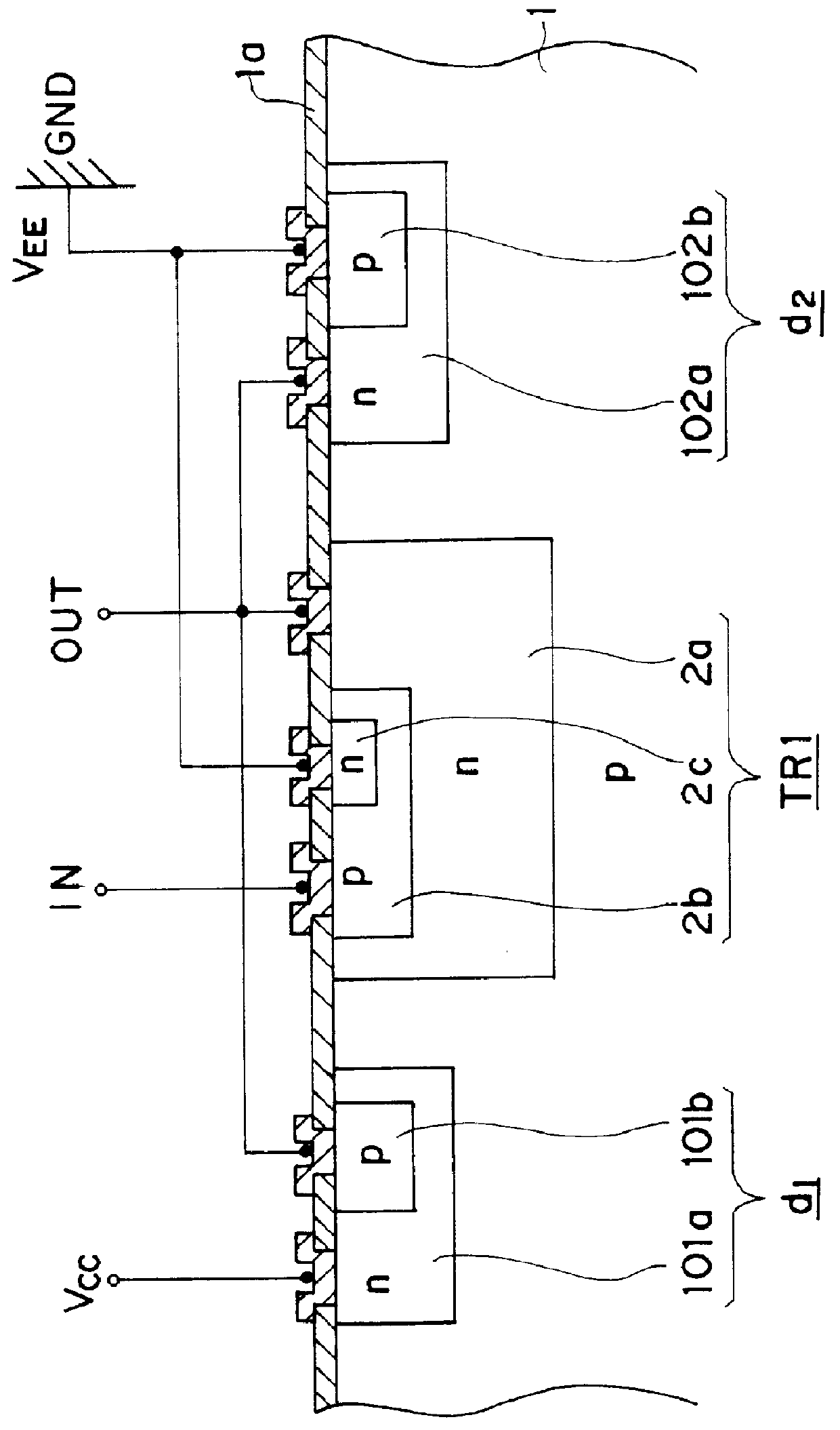 Bipolar transistor with collector surge voltage protection