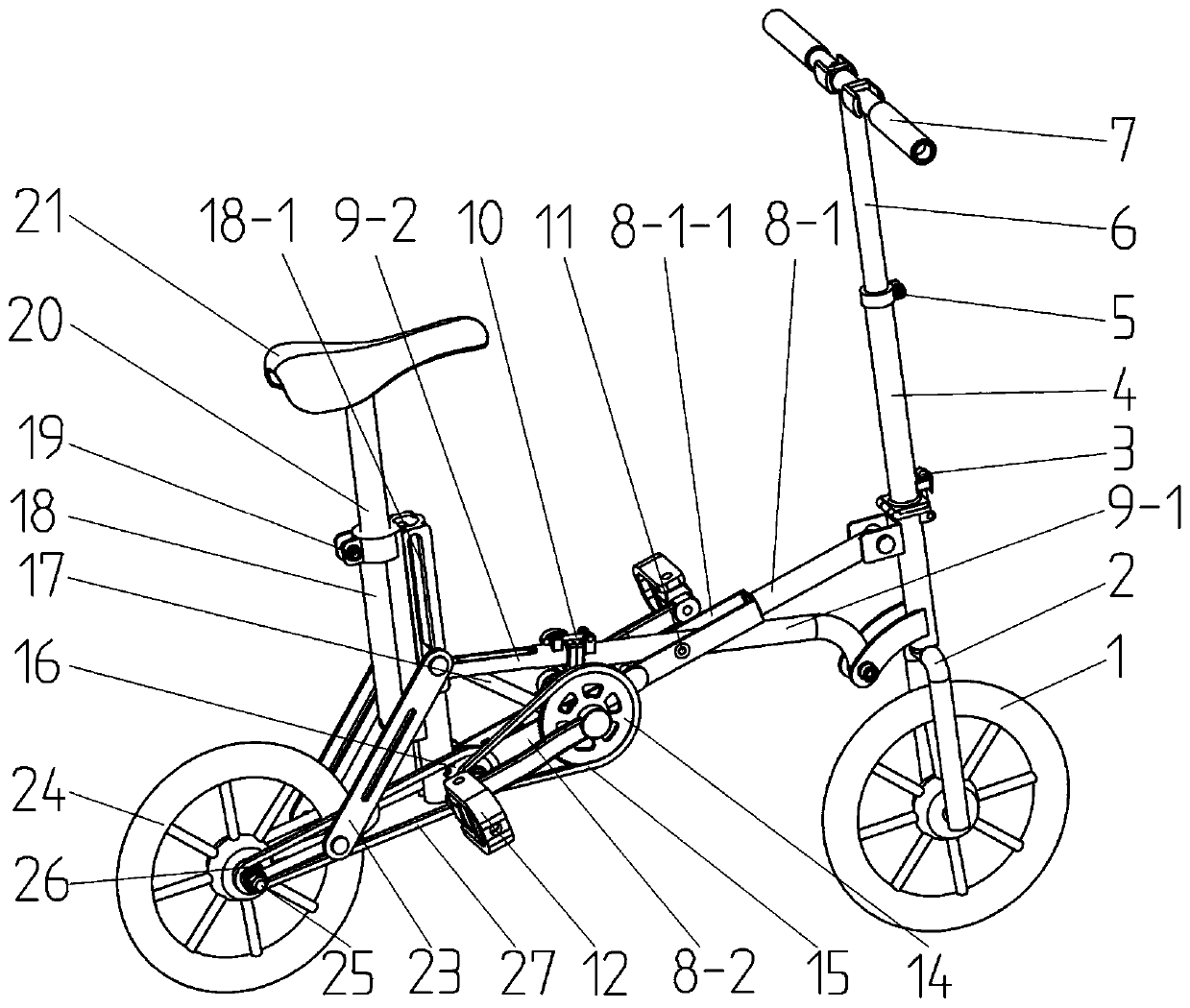 Efficient folding bicycle