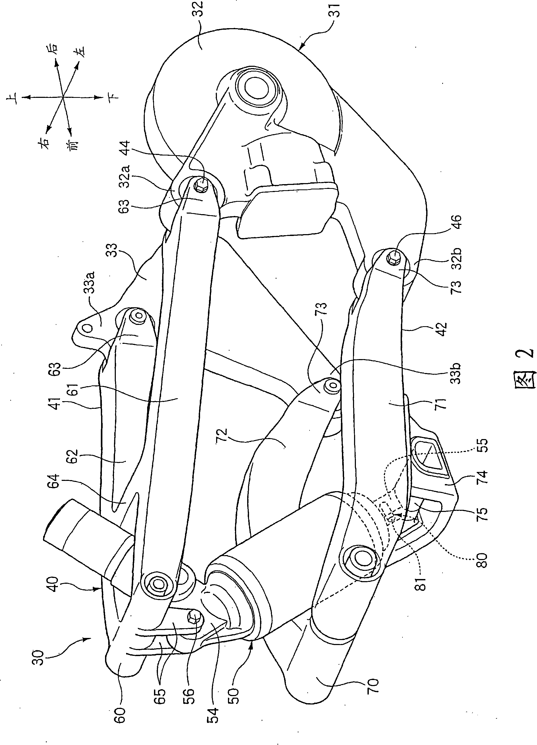 Rear wheel suspension for a motorcycle