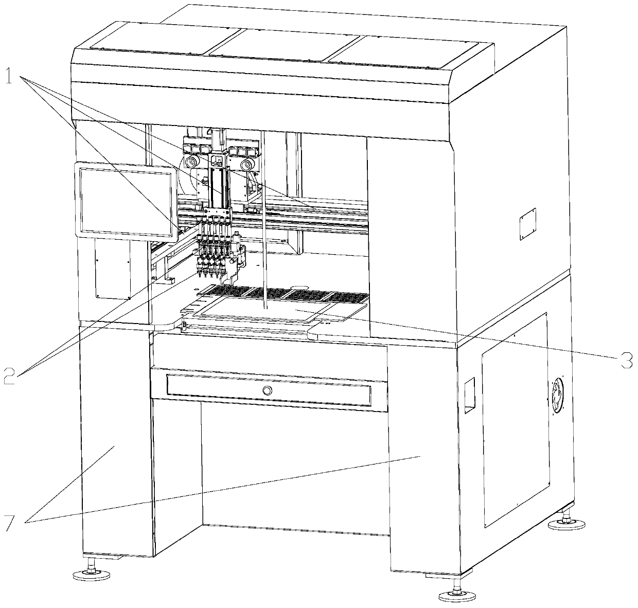 Planar six-head diamond dispensing machine