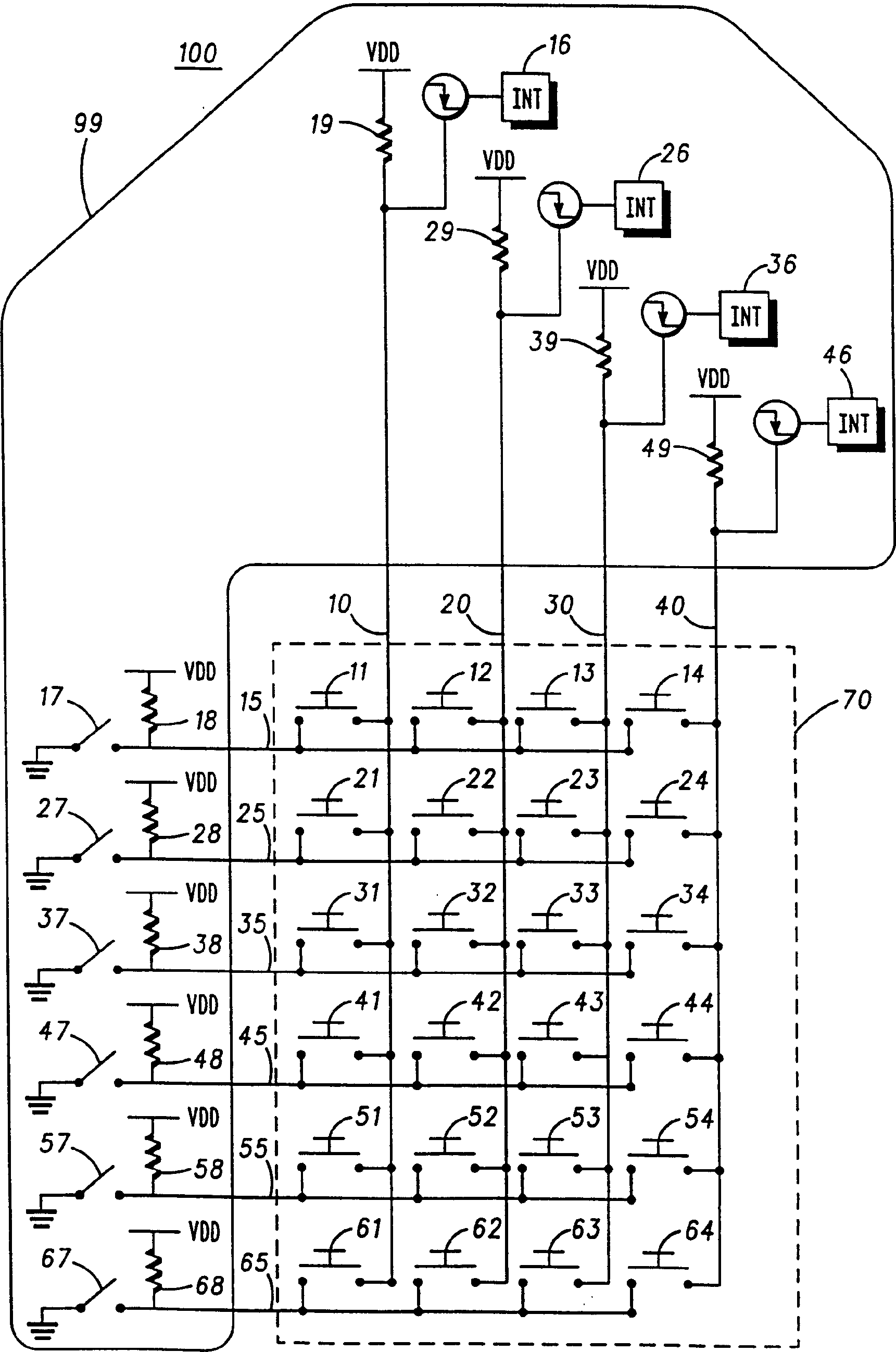 Interrupt-driven keypad scanning method and apparatus