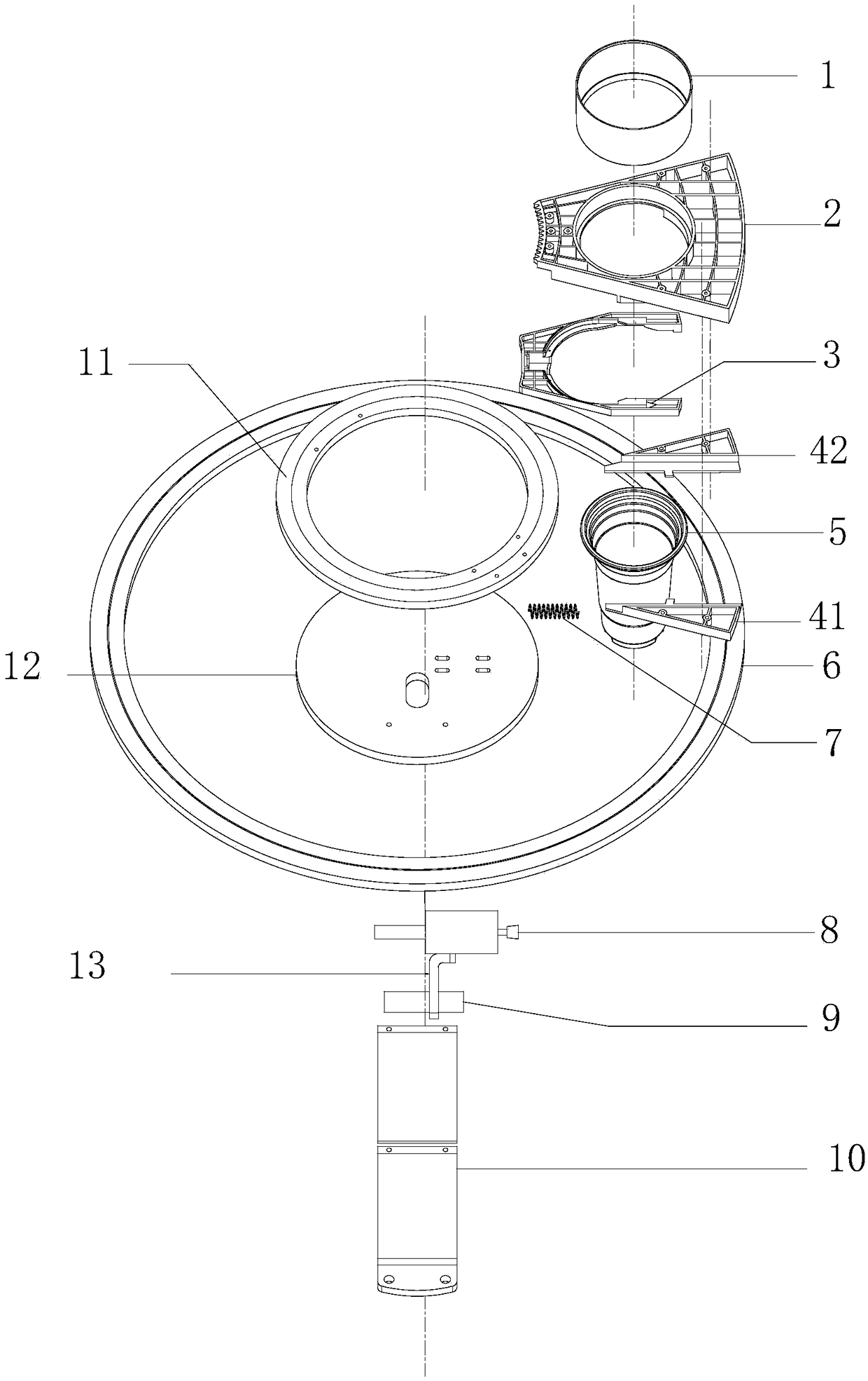 Rotating-disk type internal-pushing cup-falling machine
