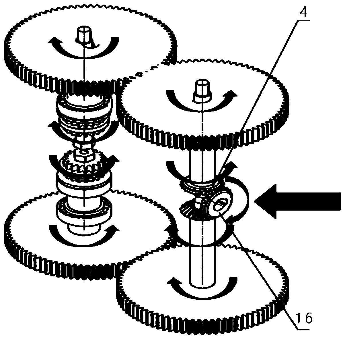 A self-balancing biaxial tensile test device driven by a single motor
