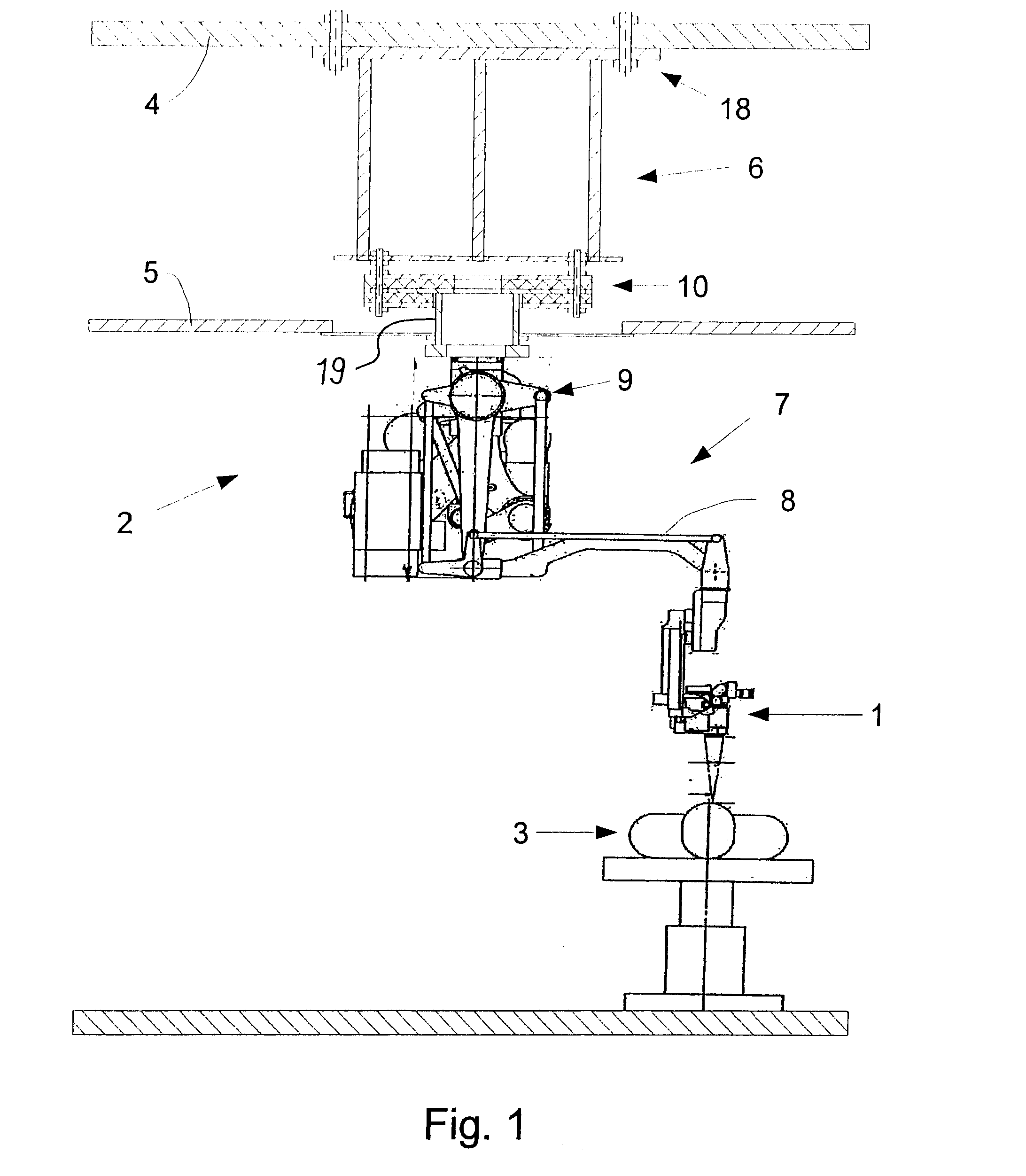 Vibration damping of a ceiling mount carrying a surgical microscope