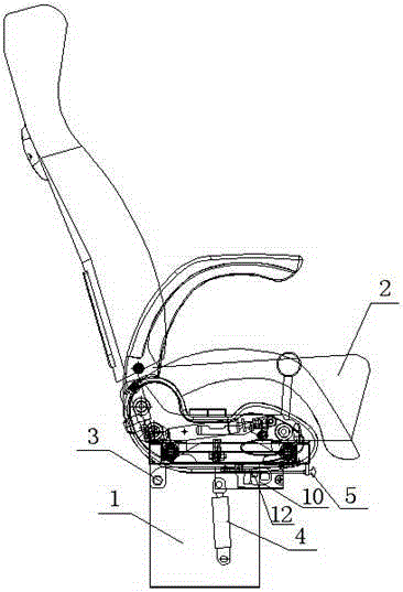 Overturning locking mechanism for integrally-turnable passenger seat of large-sized and medium-sized buses
