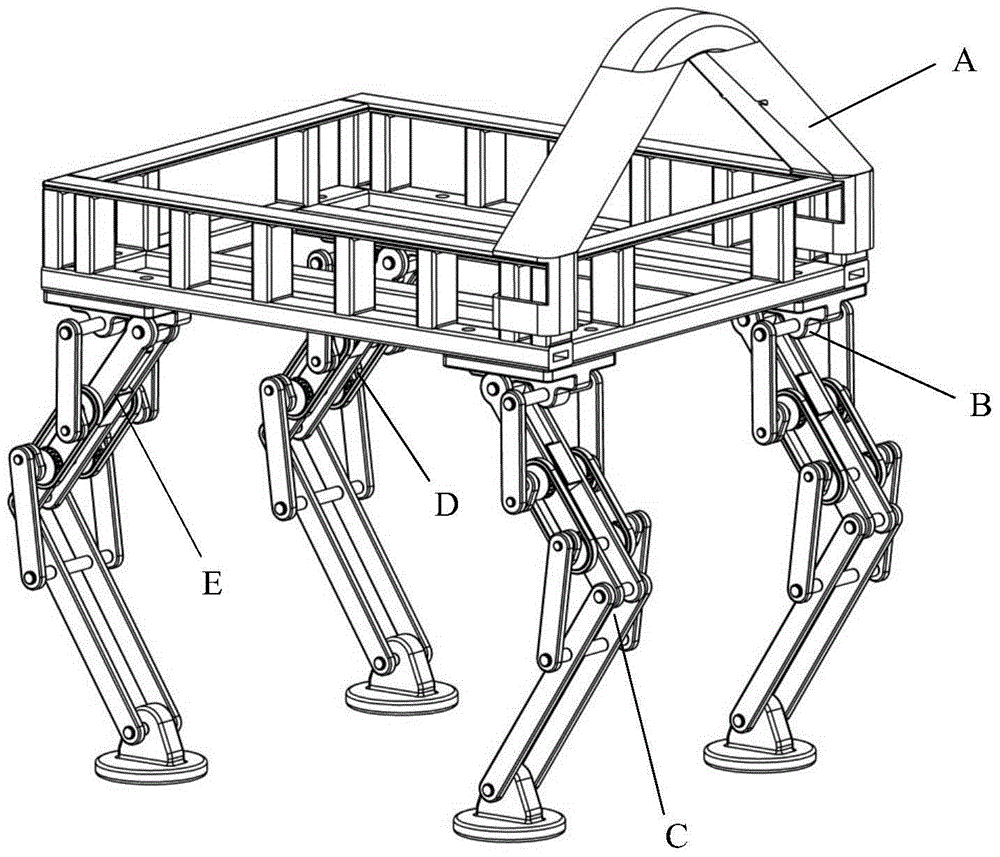 Four-leg walking robot with single power leg mechanism