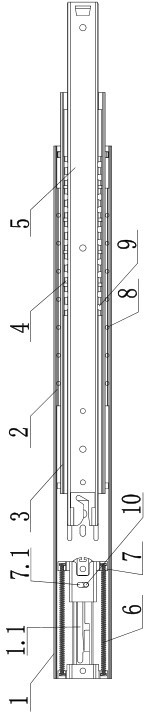 Drawer type door slide way with self-locking function