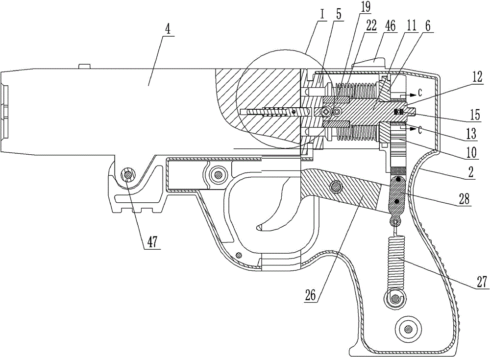 A four-tube tear gas gun
