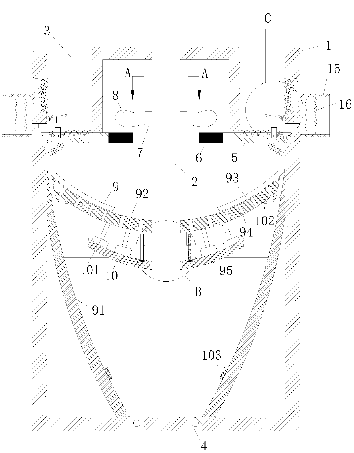 Automatic mixing and proportioning equipment for biomass charcoal and lime in phyllostachys praecox woodland