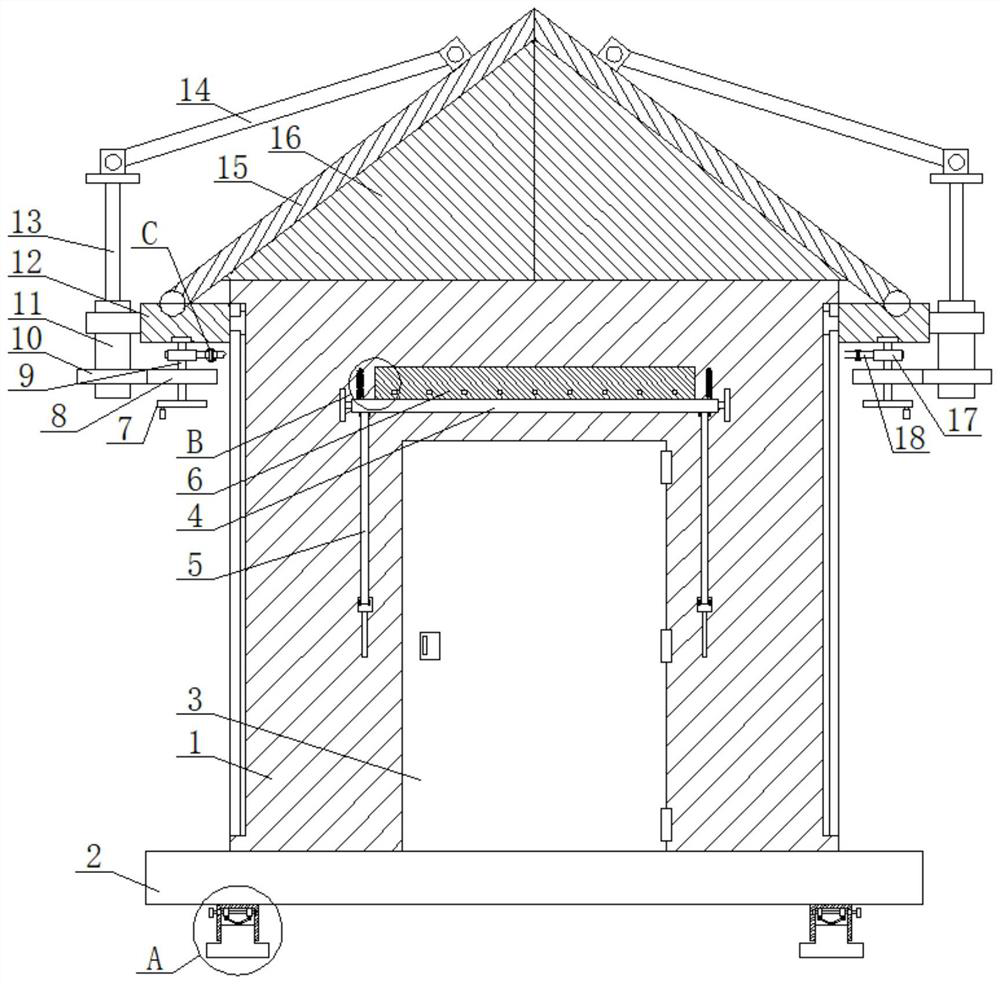 Temporary housing construction structure easy to disassemble