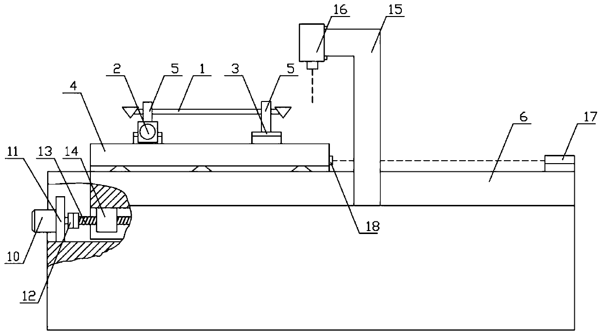 Length measuring device for pyramid prism length standard rod and measuring method of length measuring device
