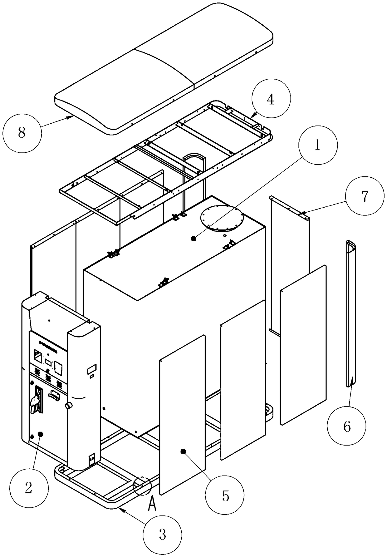 Integrated filling machine with outer encircling mechanism