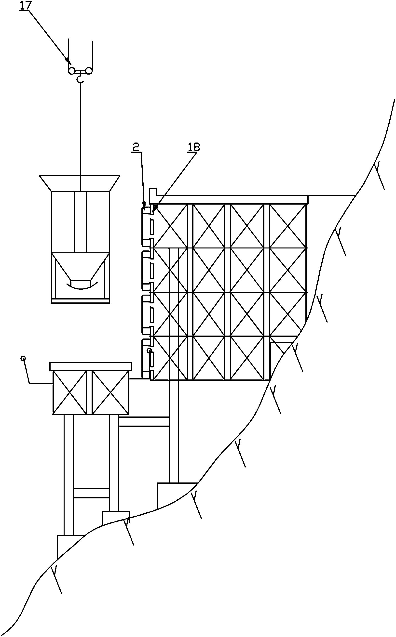 Concrete material taking platform and anti-collision damping device