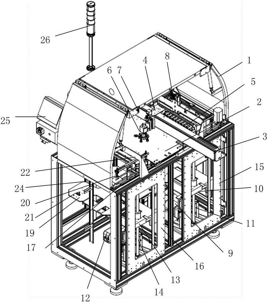 Single body feeding and discharging machine for manufacturing LCD products