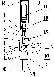 Checking fixture for measuring depth of bottom hole of valve retainer of engine cylinder cover