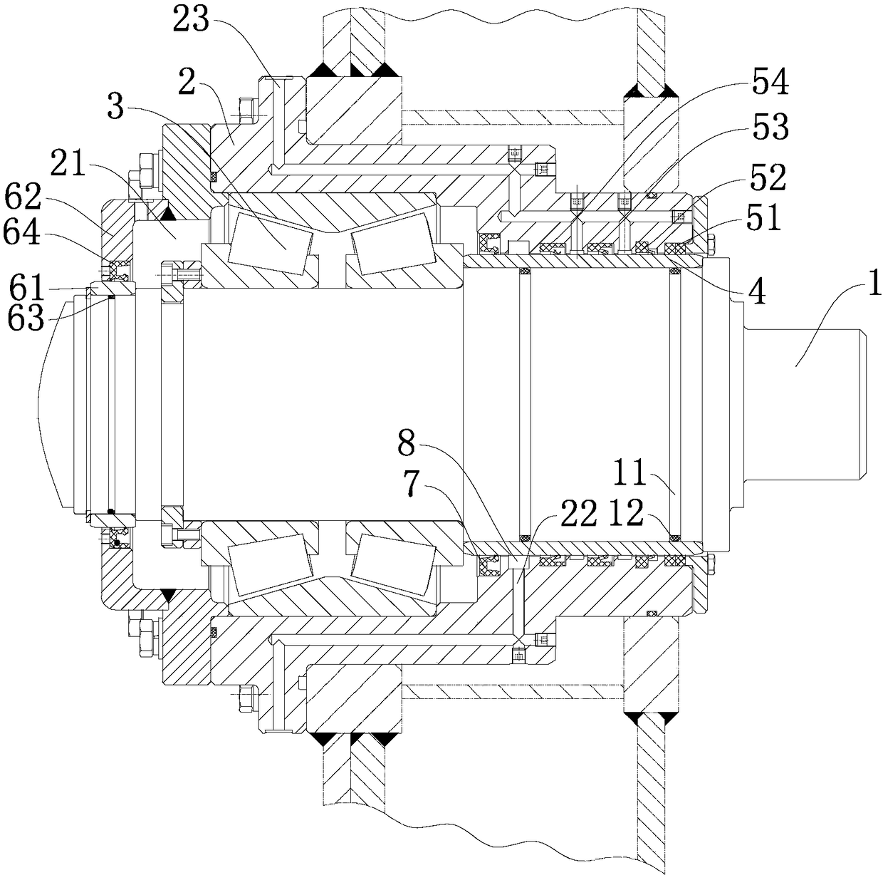 Shaft end sealing structure of complete tailing paste agitator