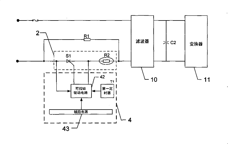 Suppressing circuit of power-on impact current