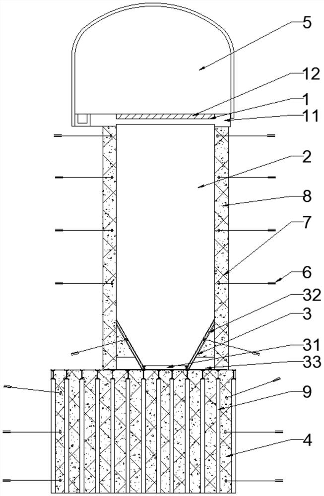 Coal bunker support and construction process thereof