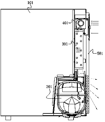 Display cabinet with back condenser