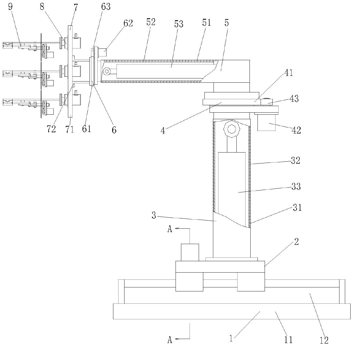 Robot for loading and unloading materials in heating furnace