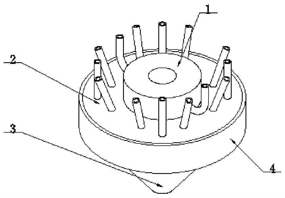 Multi-axis laser cladding anti-gravity deflection ring cone focusing powder feeding nozzle