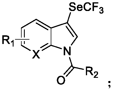 N-acylated trifluoro-methylseleno bifunctionalization method for indole derivative