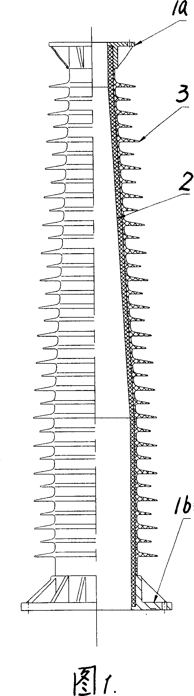 Reducing diameter high voltage hollow composite insulator and its manufacturing method