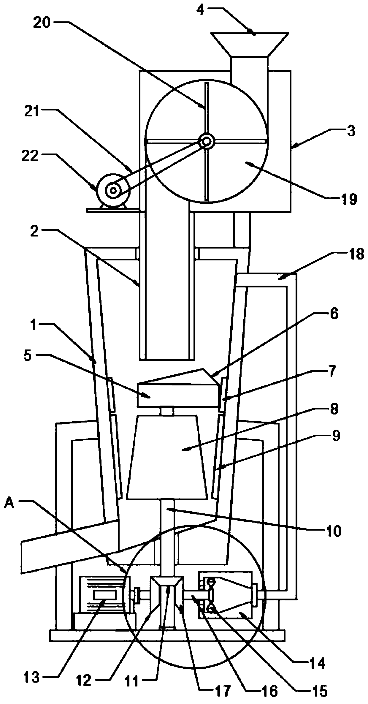 Ore crushing device with dust falling mechanism
