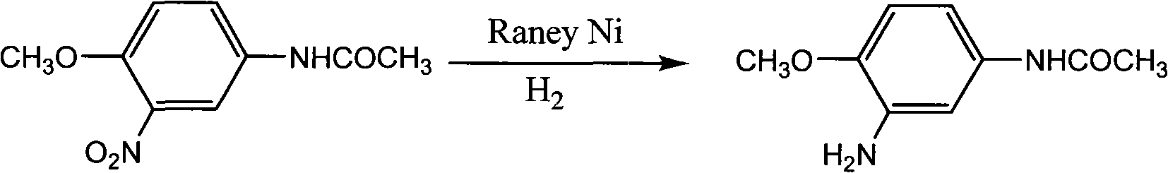 Method for preparing 3-amino-4-methoxyacetanilide by taking Raney nickel as catalyst