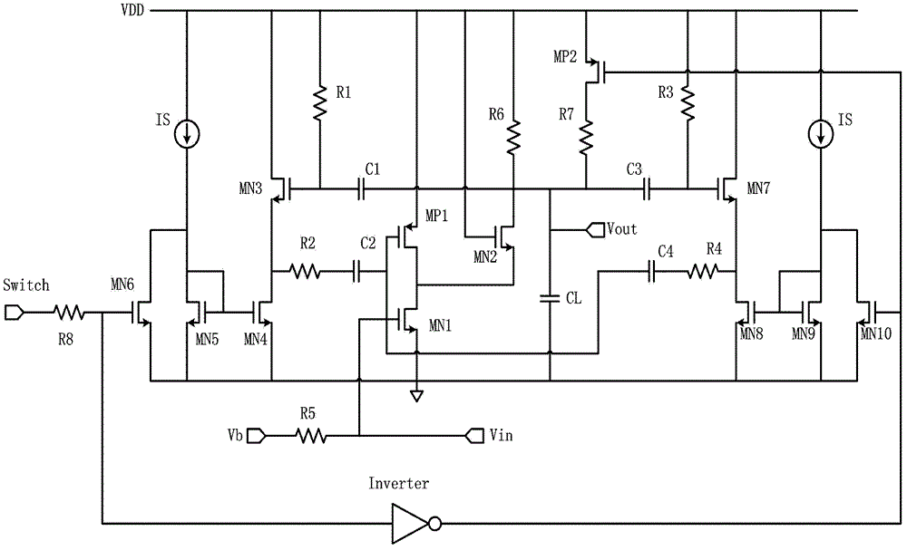 Variable gain broadband low-noise amplifier