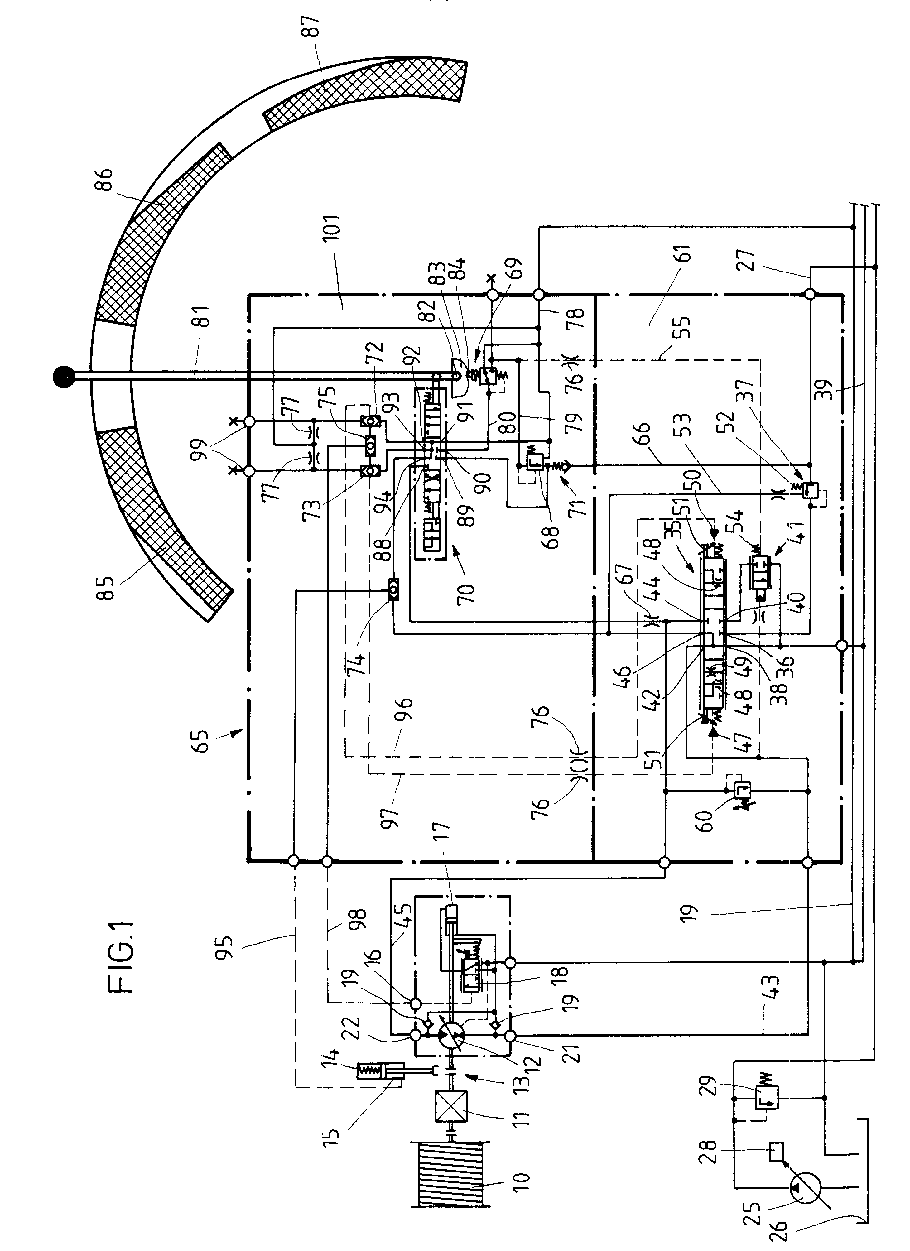 Hydraulic control arrangement for operating a winch with easing, hoisting and mooring modes