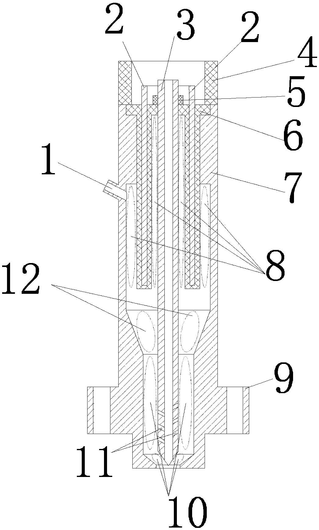 Working method of igniter with fuel passage and hollow anode structure