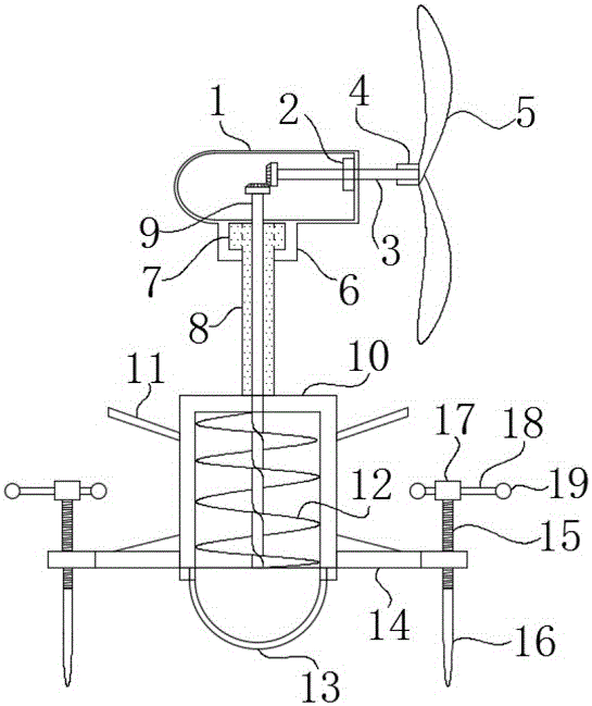 Pneumatic fishpond oxygen increasing device