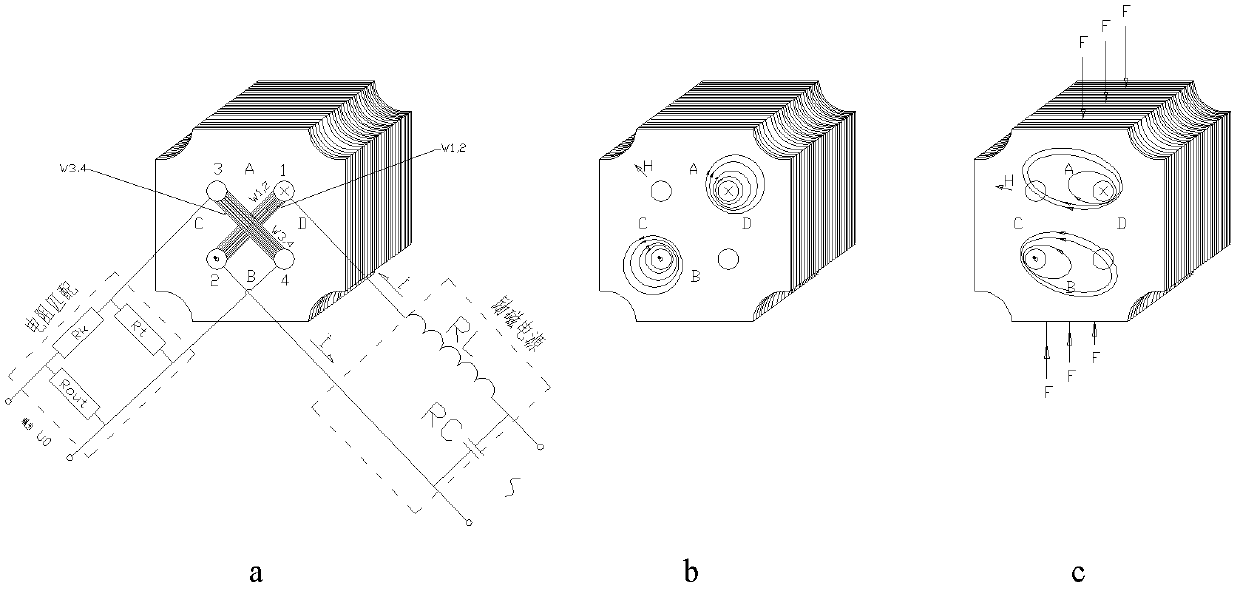 Novel four-hole site coil integral force transducer based on principle of piezomagnetic effect