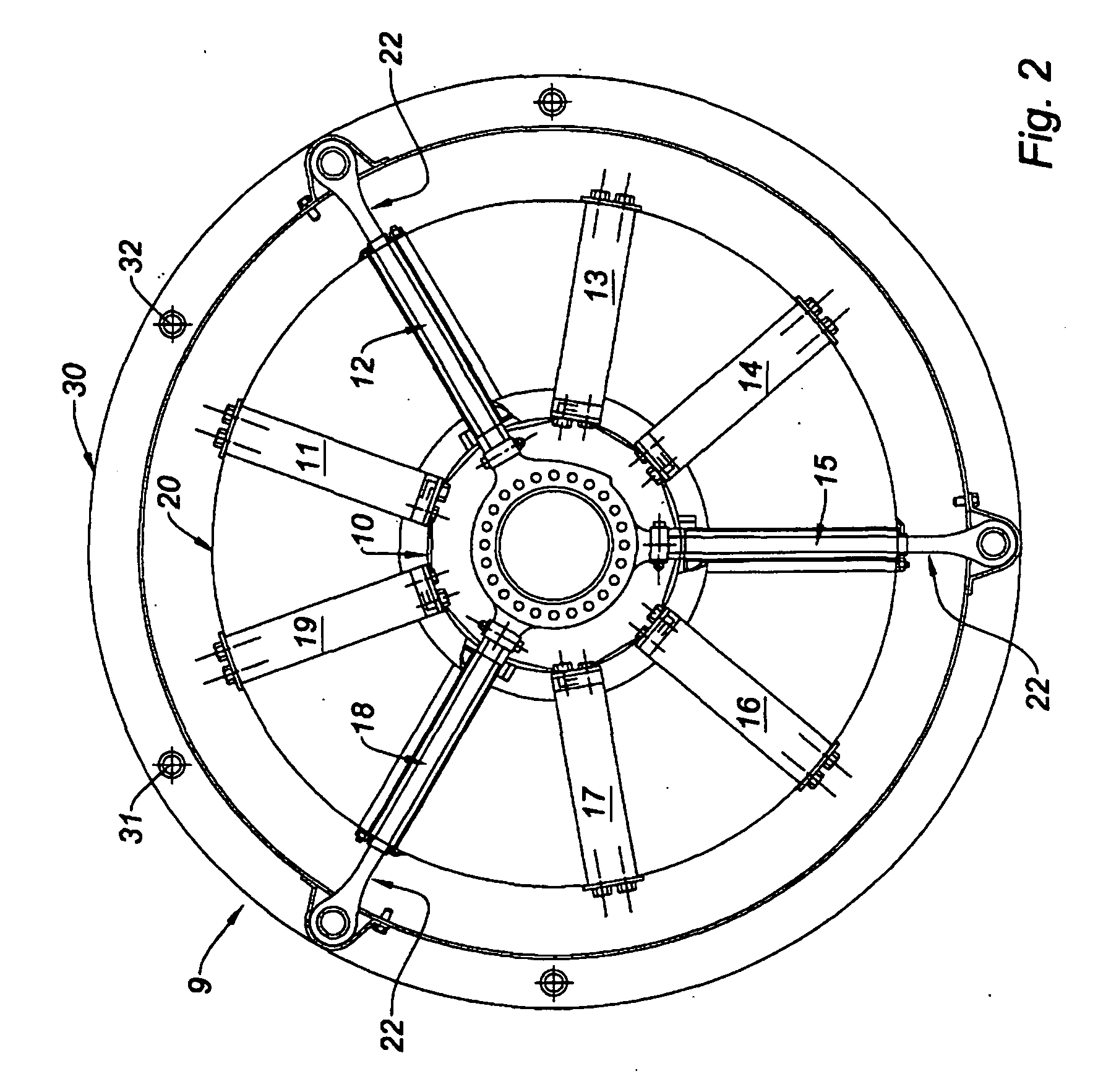 Structural turbine engine casing